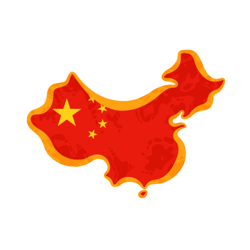 Map of China and flag